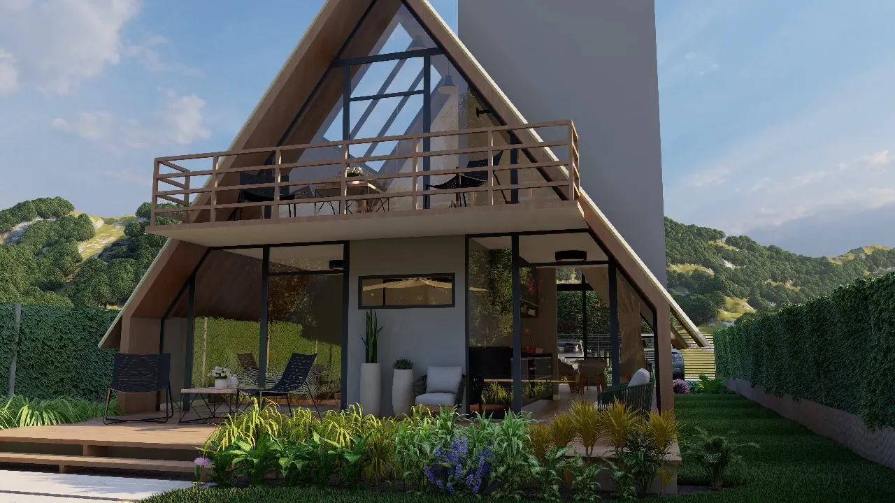 Projeto residencial contemporâneo com fachada em madeira e vidro em Campo Grande, MS